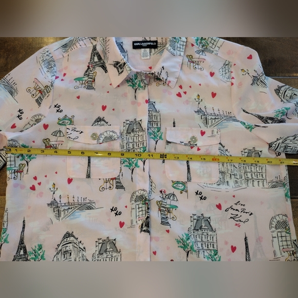 KARL LAGERFELD Women's pink Paris Button-Up Blouse Shirt - L - Picture 9 of 9